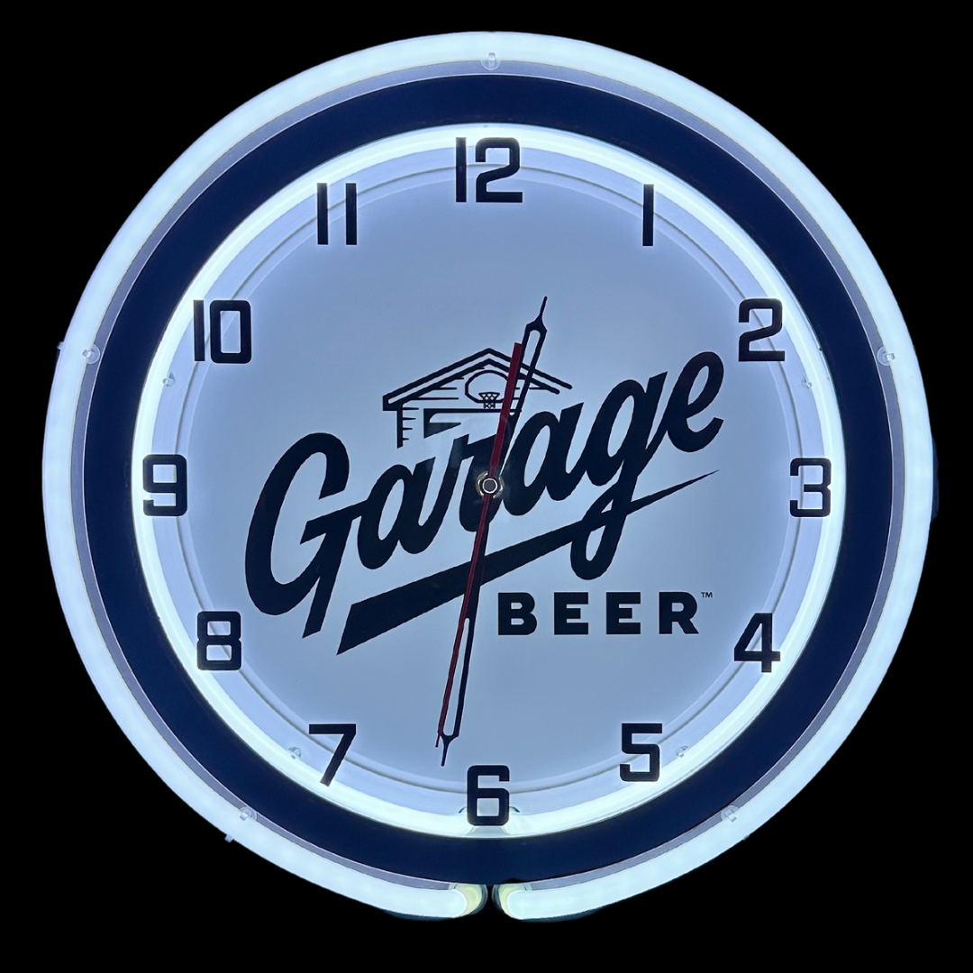 Garage Beer 19" Neon Clock